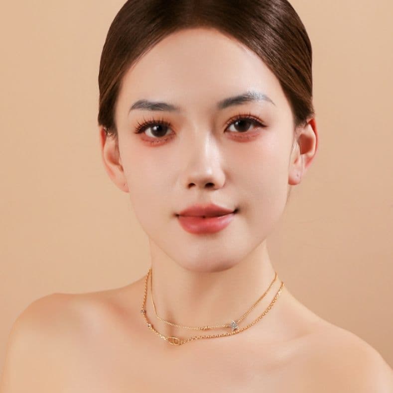 ネックレスチェーン 二連星空輝き レイヤードチェーン