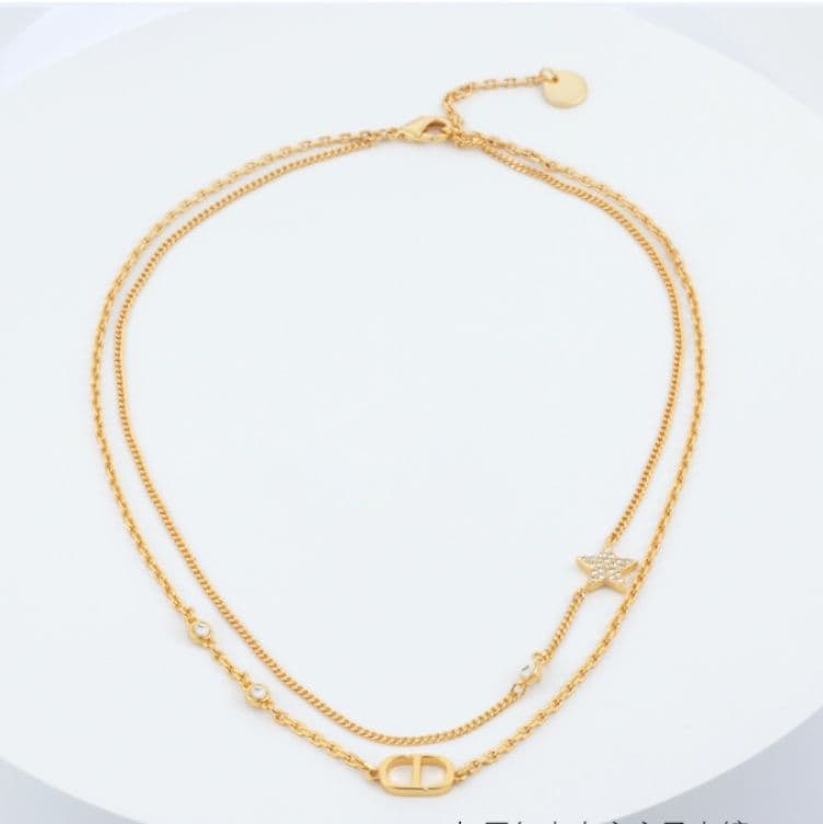 ネックレスチェーン 二連星空輝き レイヤードチェーン