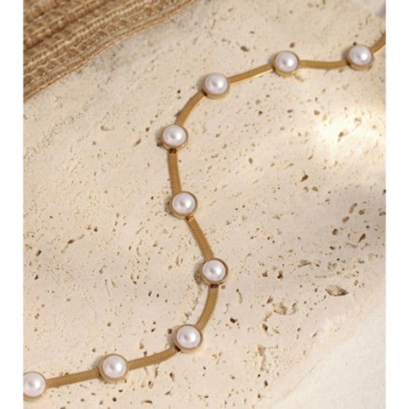 ネックレスチェーン 優美な真珠飾りスネークチェーン