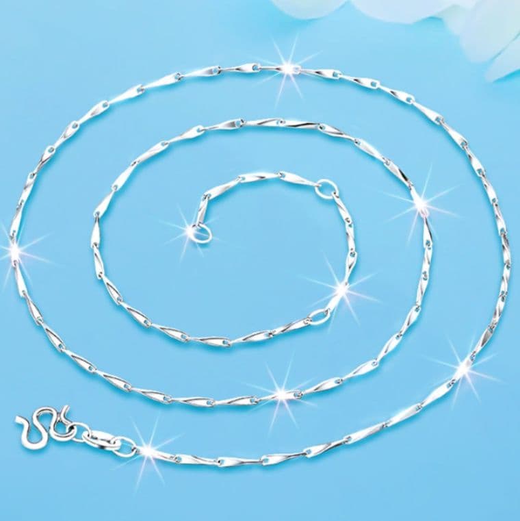 ネックレスチェーン ねじれ輝きシルバーチェーン