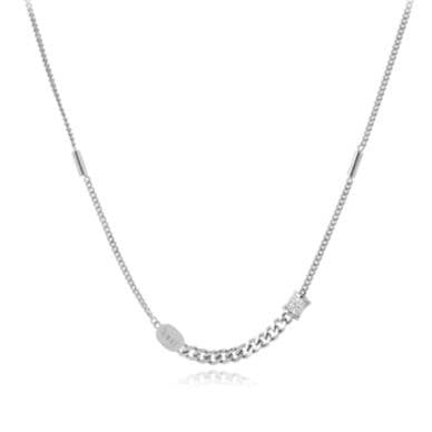 ネックレスチェーン 楕円プレート付き編み込みチェーン