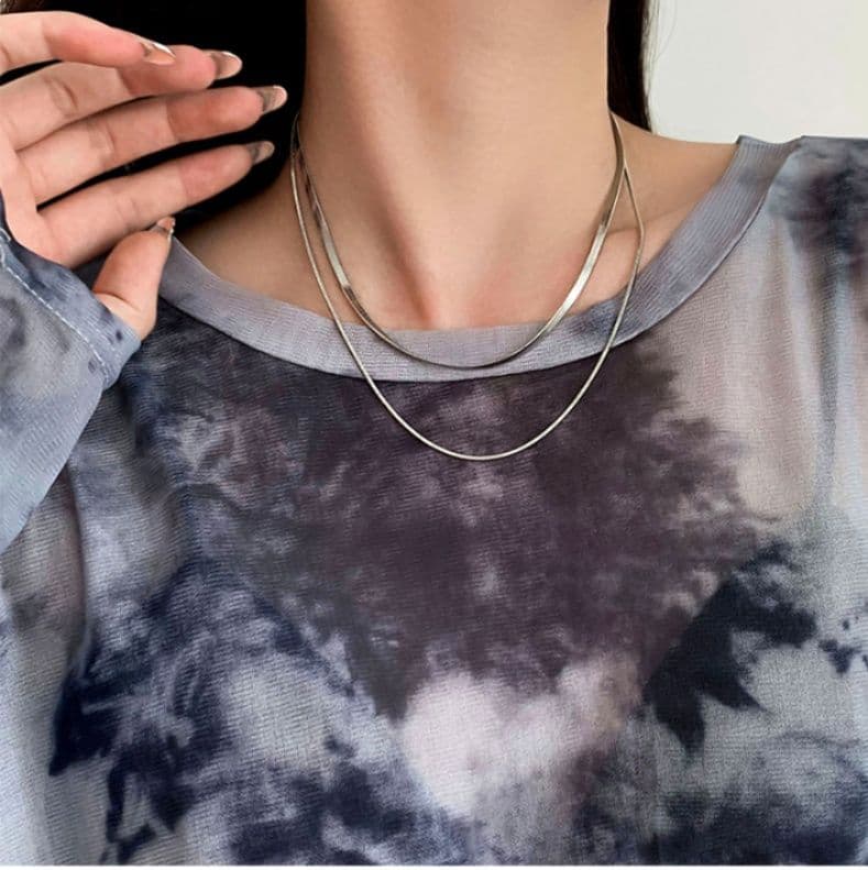 ネックレスチェーン 二連スネークチェーン