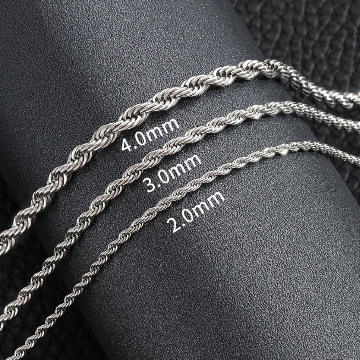 ネックレスチェーン ねじり三つ編みステンレスチェーン
