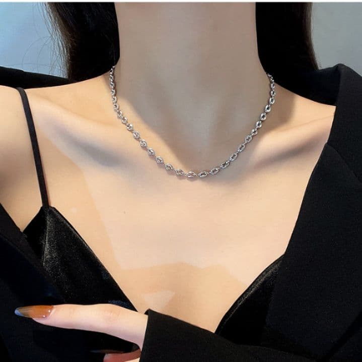 ネックレスチェーン 楕円粒つなぎチタンチェーン