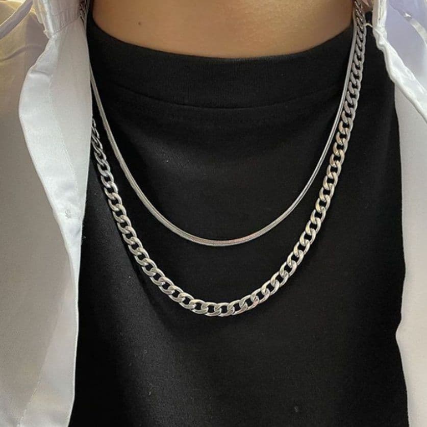 ネックレスチェーン 二連重ねチタンネックレス