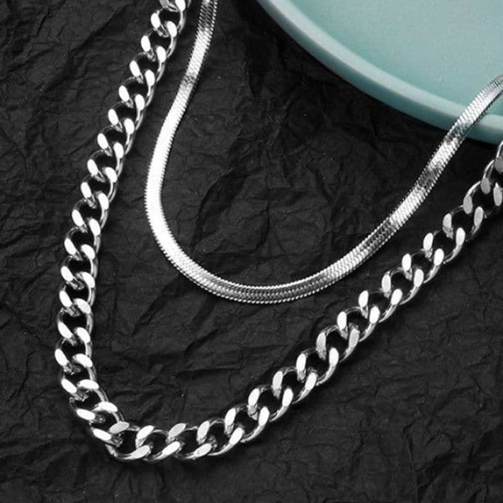 ネックレスチェーン 二連重ねチタンネックレス