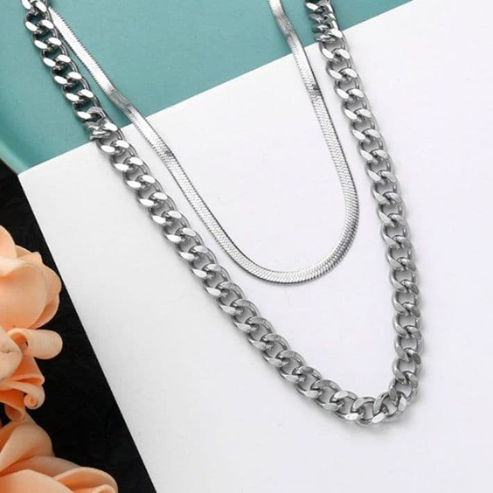 ネックレスチェーン 二連重ねチタンネックレス