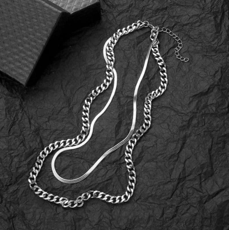 ネックレスチェーン 二連重ねチタンネックレス