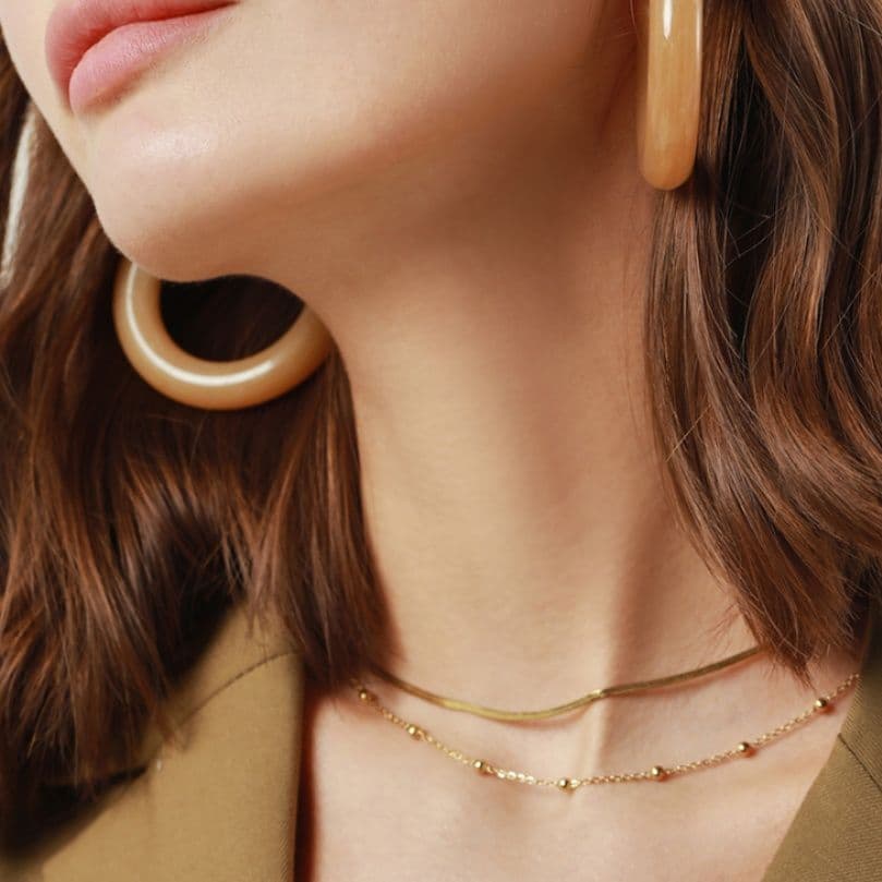 ネックレスチェーン 重ね着風二連デザインネックレス