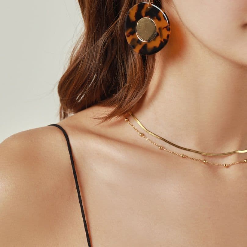 ネックレスチェーン 重ね着風二連デザインネックレス