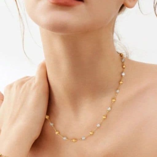 ネックレスチェーン 煌めく真珠玉飾りチェーン