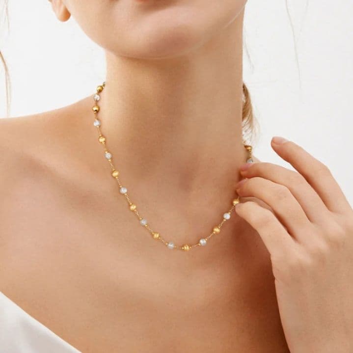 ネックレスチェーン 煌めく真珠玉飾りチェーン