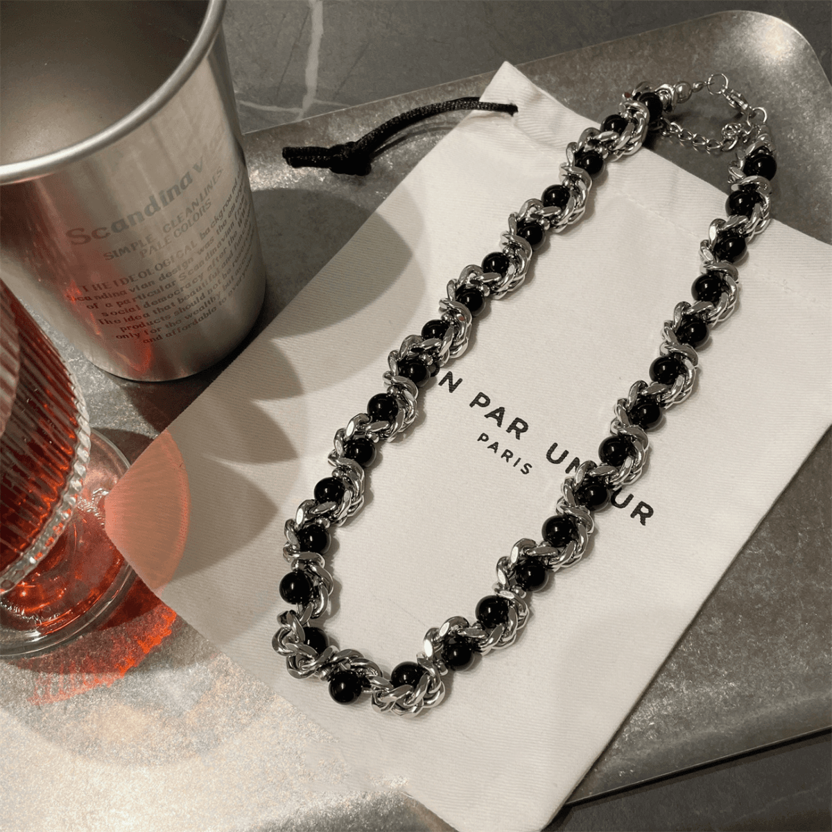 ネックレスチェーン 重厚感漂う匠のチタン編み込み