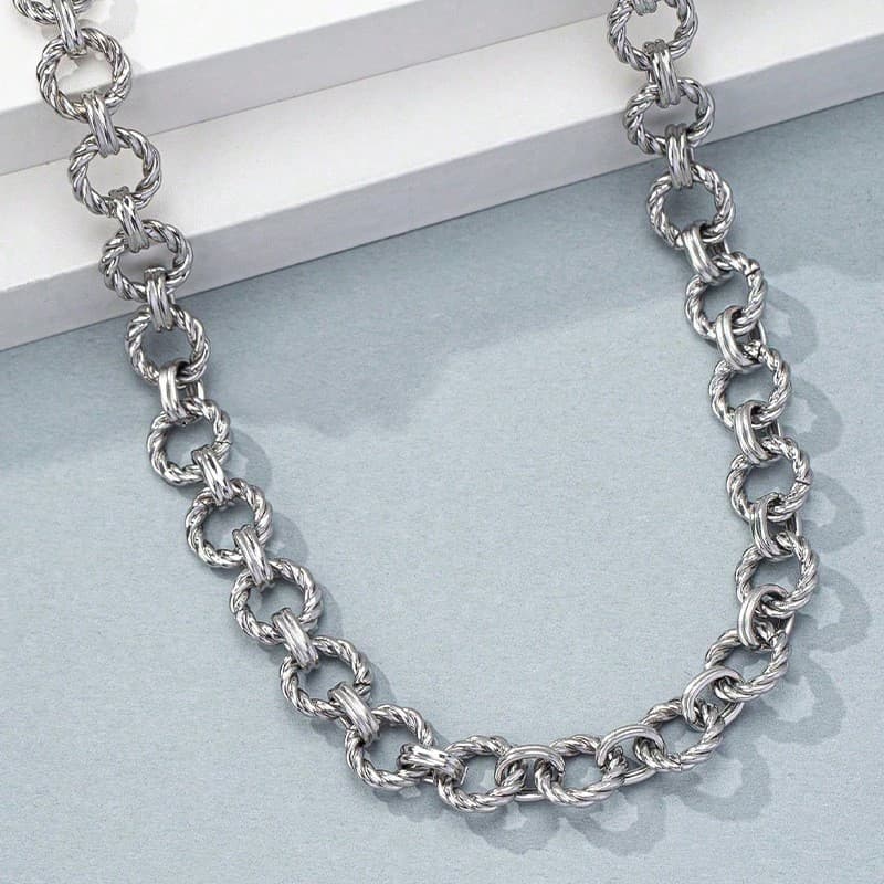 ネックレスチェーン 縄模様輪環連鎖ネックレス