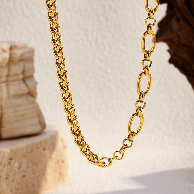 ネックレスチェーン 洗練された編み込みチェーン