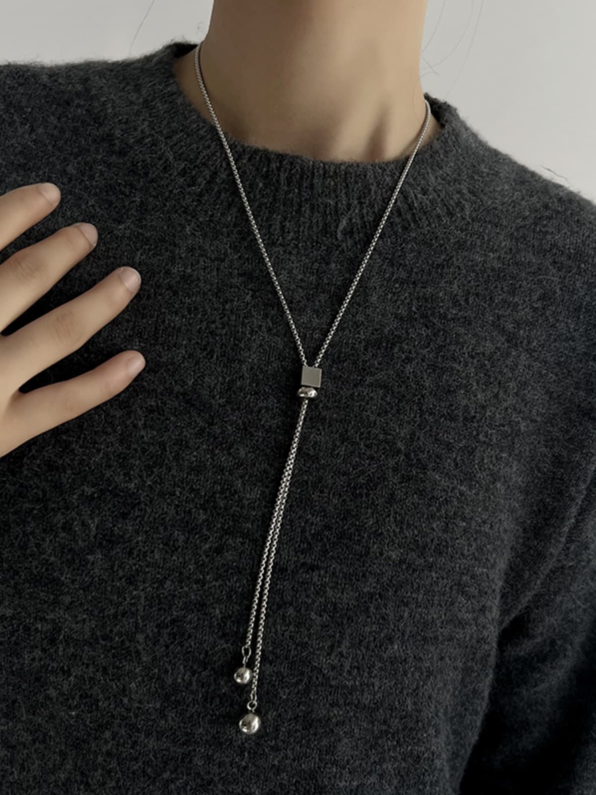 ネックレスチェーン 方形スライド式チタンネックレス