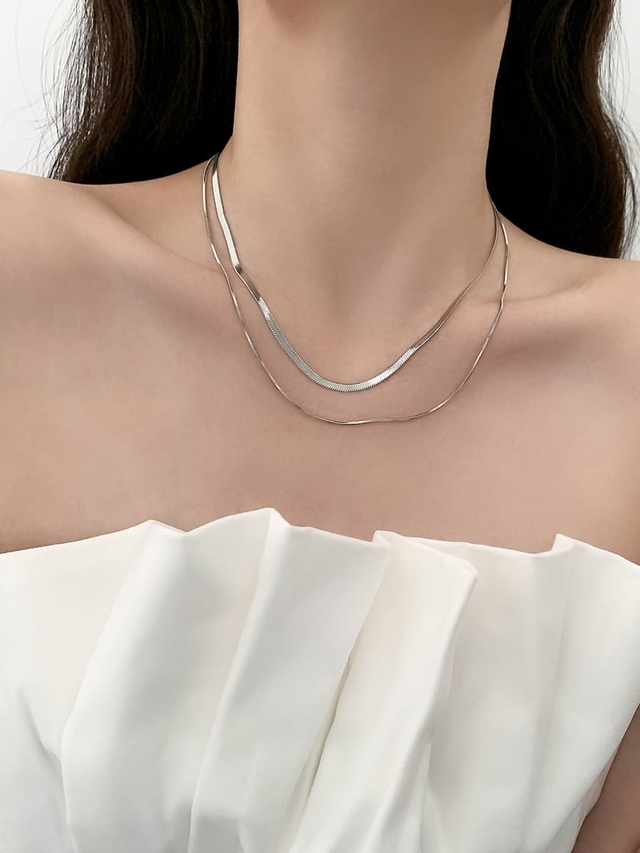 ネックレスチェーン 二連スネークチェーン