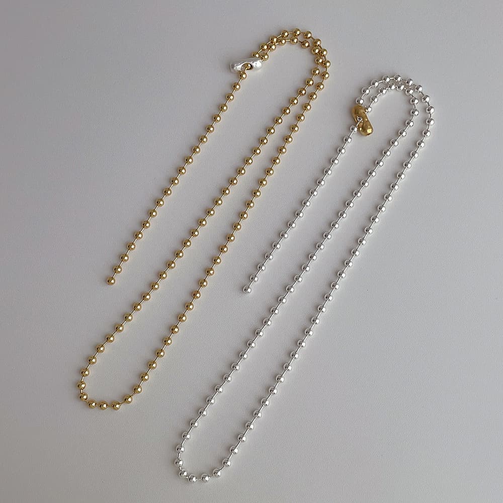 ネックレスチェーン 十四金コーティング ボールチェーン ネックレス 錆びにくい 高級感 女性用　ゴールド