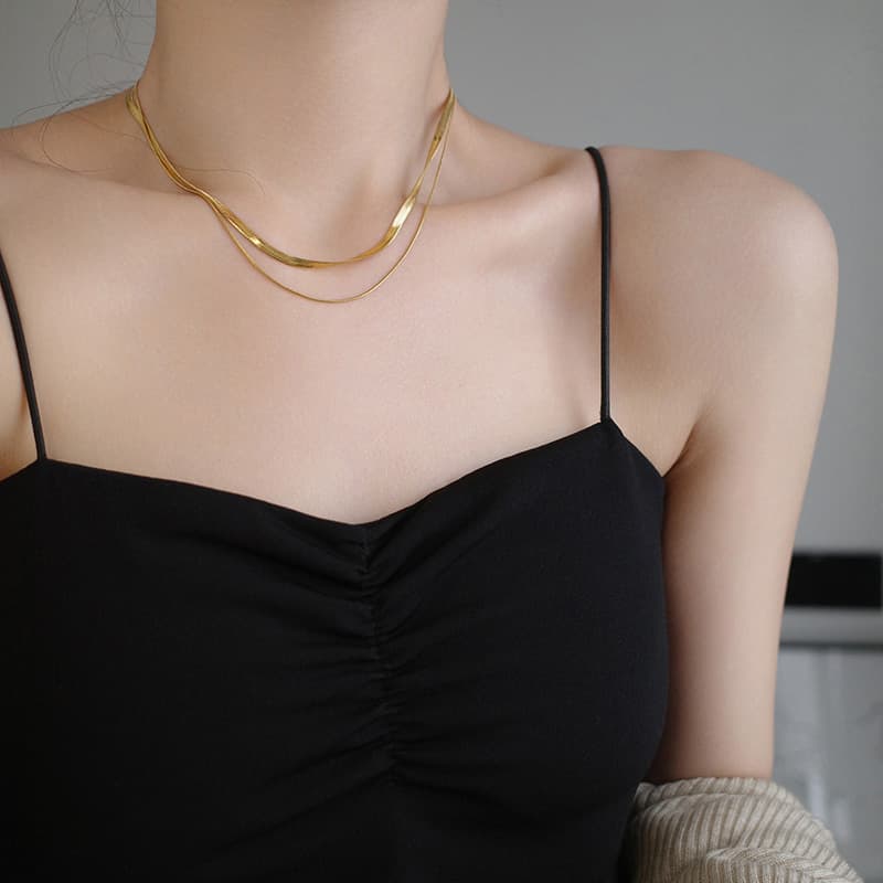 ネックレスチェーン 洗練された二連蛇鱗チェーン