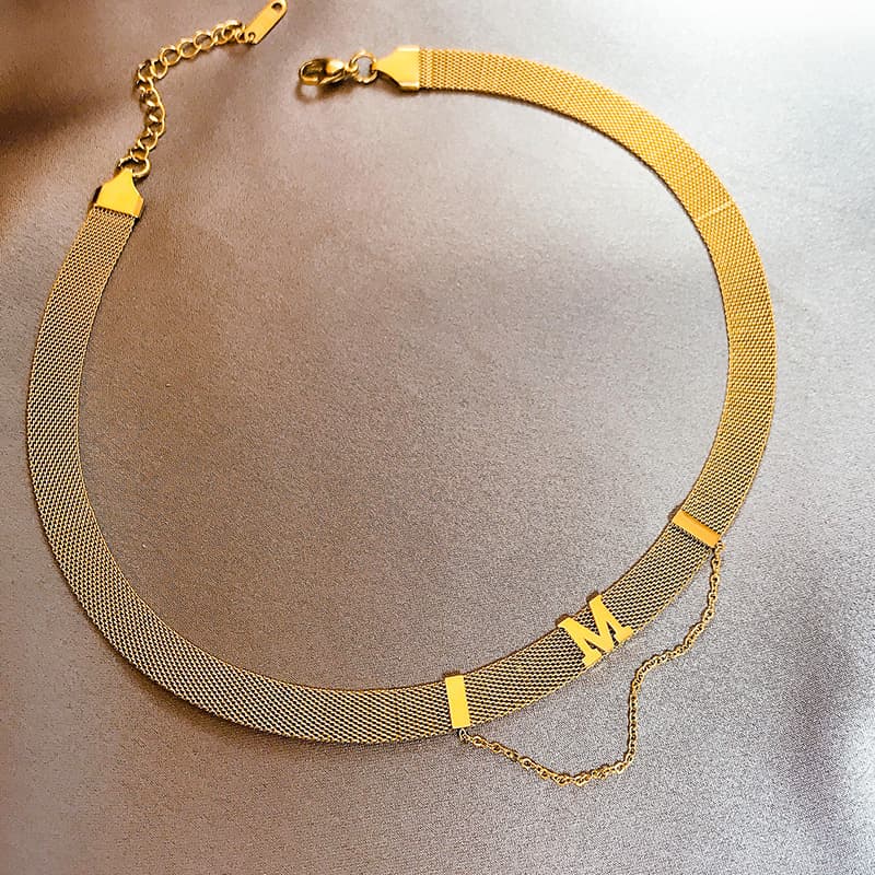 ネックレスチェーン 二重奏メッシュチタンチョーカー