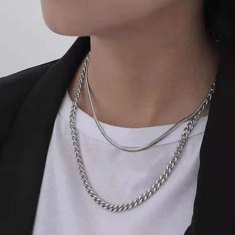 ネックレスチェーン 二連重ねチタンネックレス