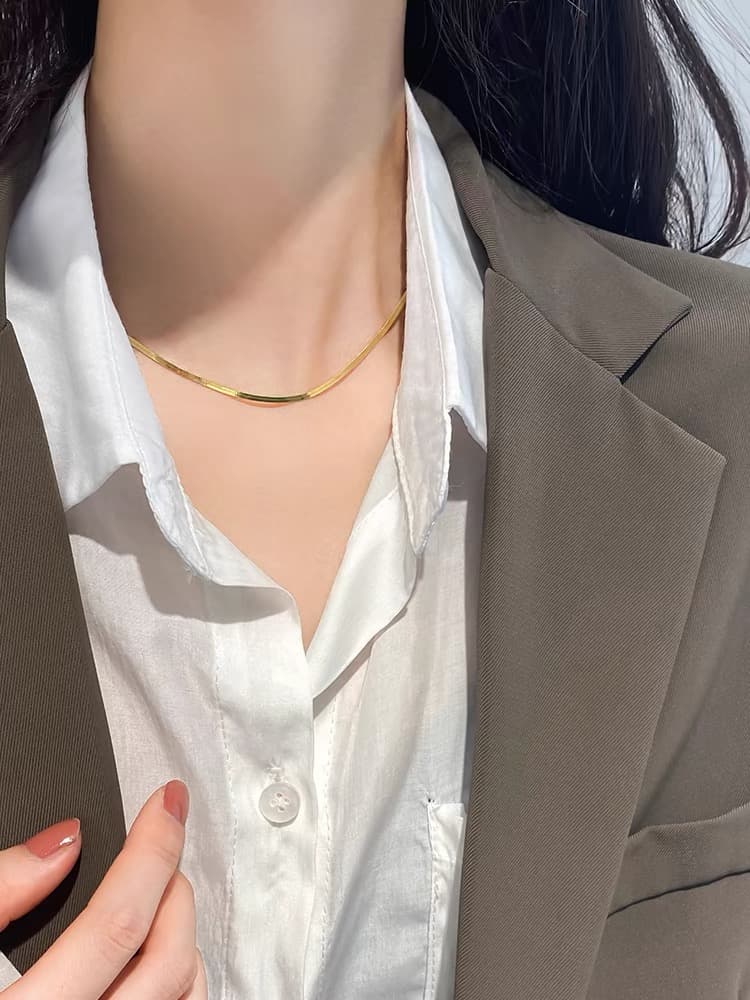 ネックレスチェーン 平打ちヘリンボーンチェーン