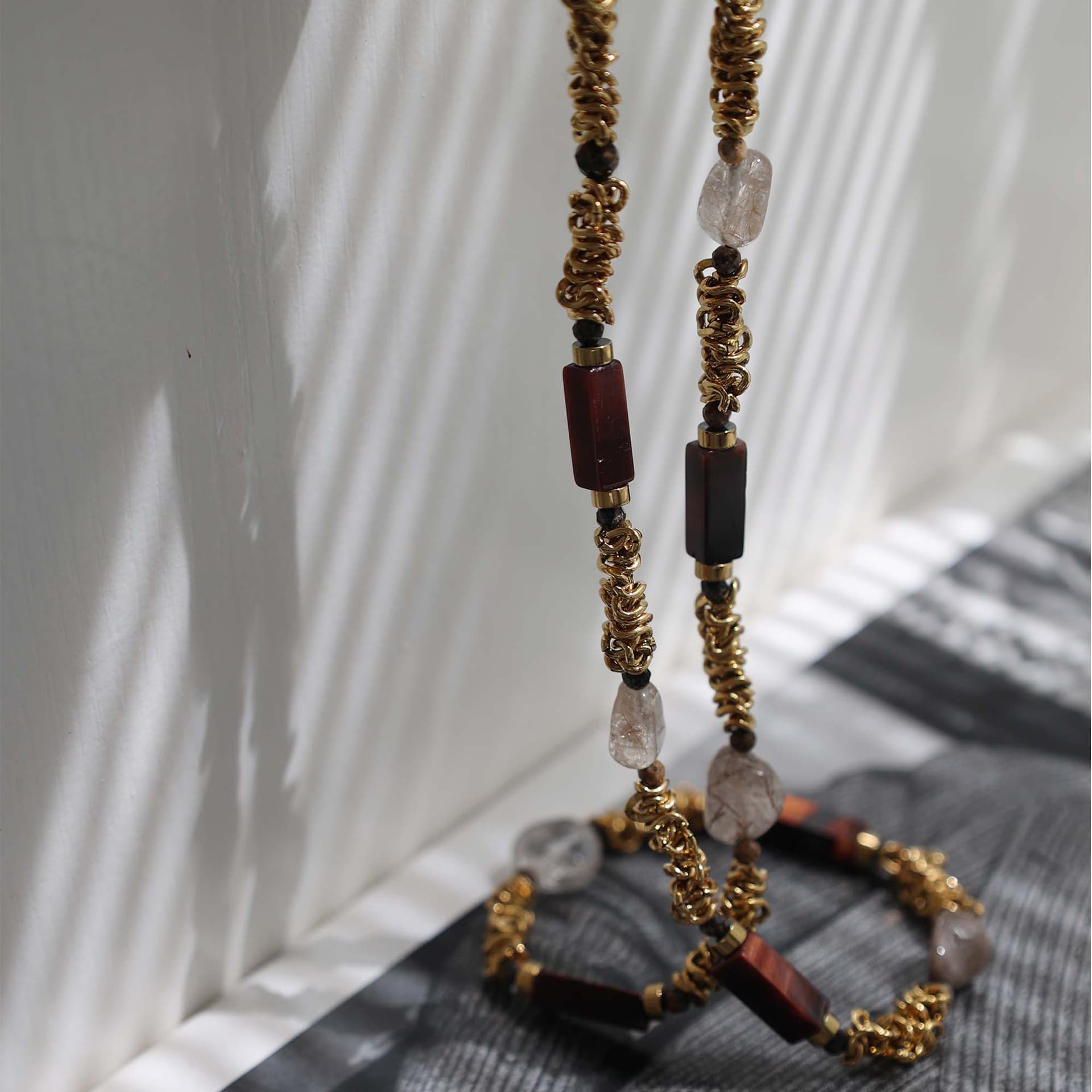 ネックレスチェーン 天然石の輝き 螺旋編みチェーン