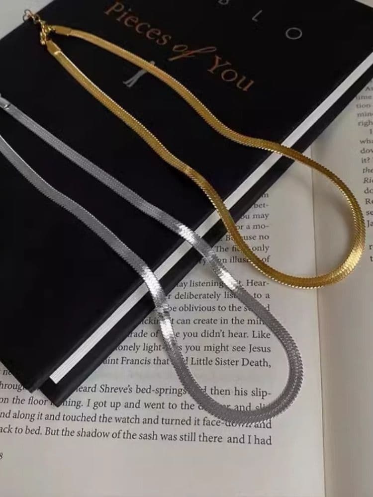 ネックレスチェーン 平打ちヘリンボーンチェーン