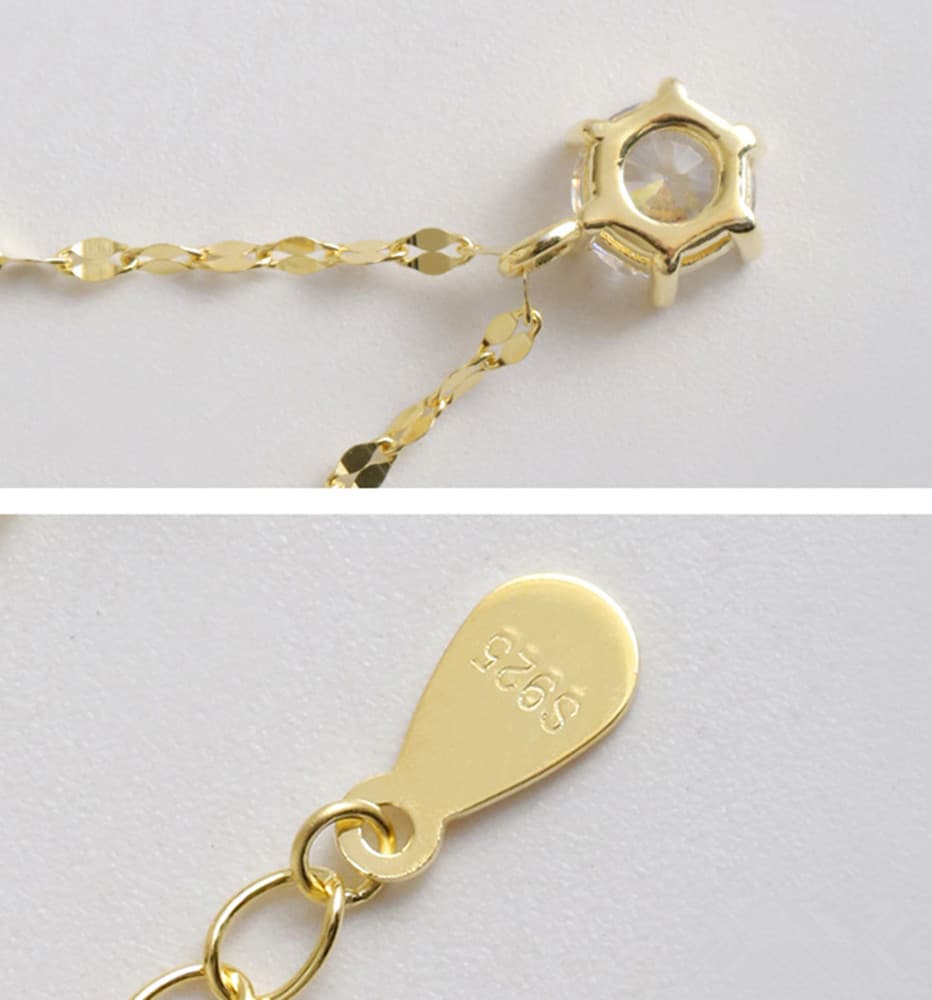 輝石付きシルバーネックレスチェーン 女性用 上品な首飾り