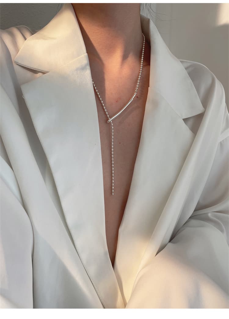 ネックレスチェーン 純銀925ボールチェーン調節可能女性用ネックレス