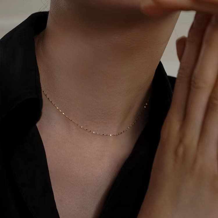 ネックレスチェーン 繊細ボールチェーン ゴールドネックレス レディース シンプル首飾り