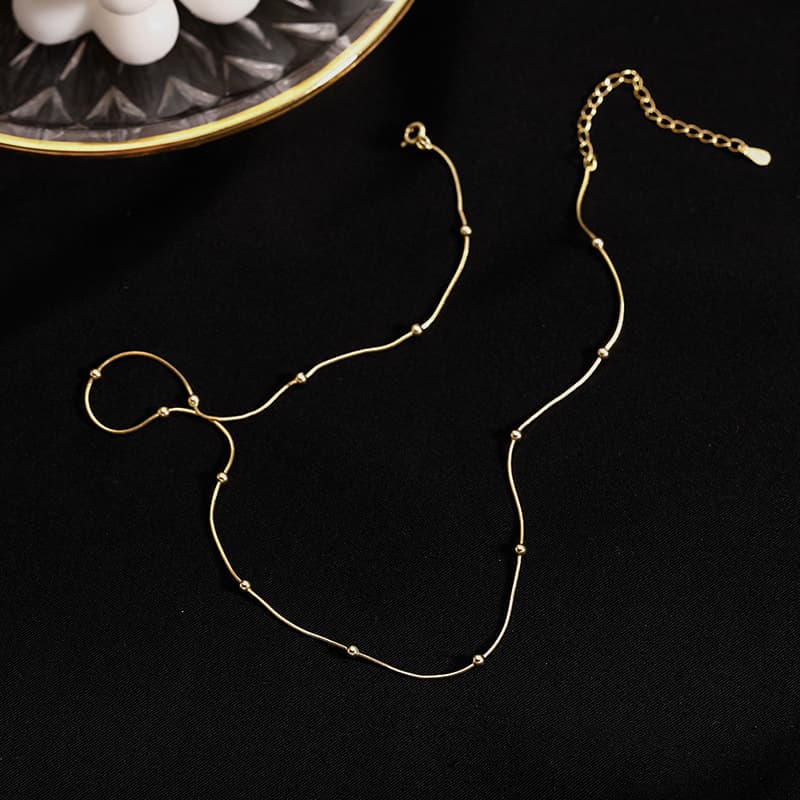 ネックレスチェーン 繊細な粒飾りスリムチェーン