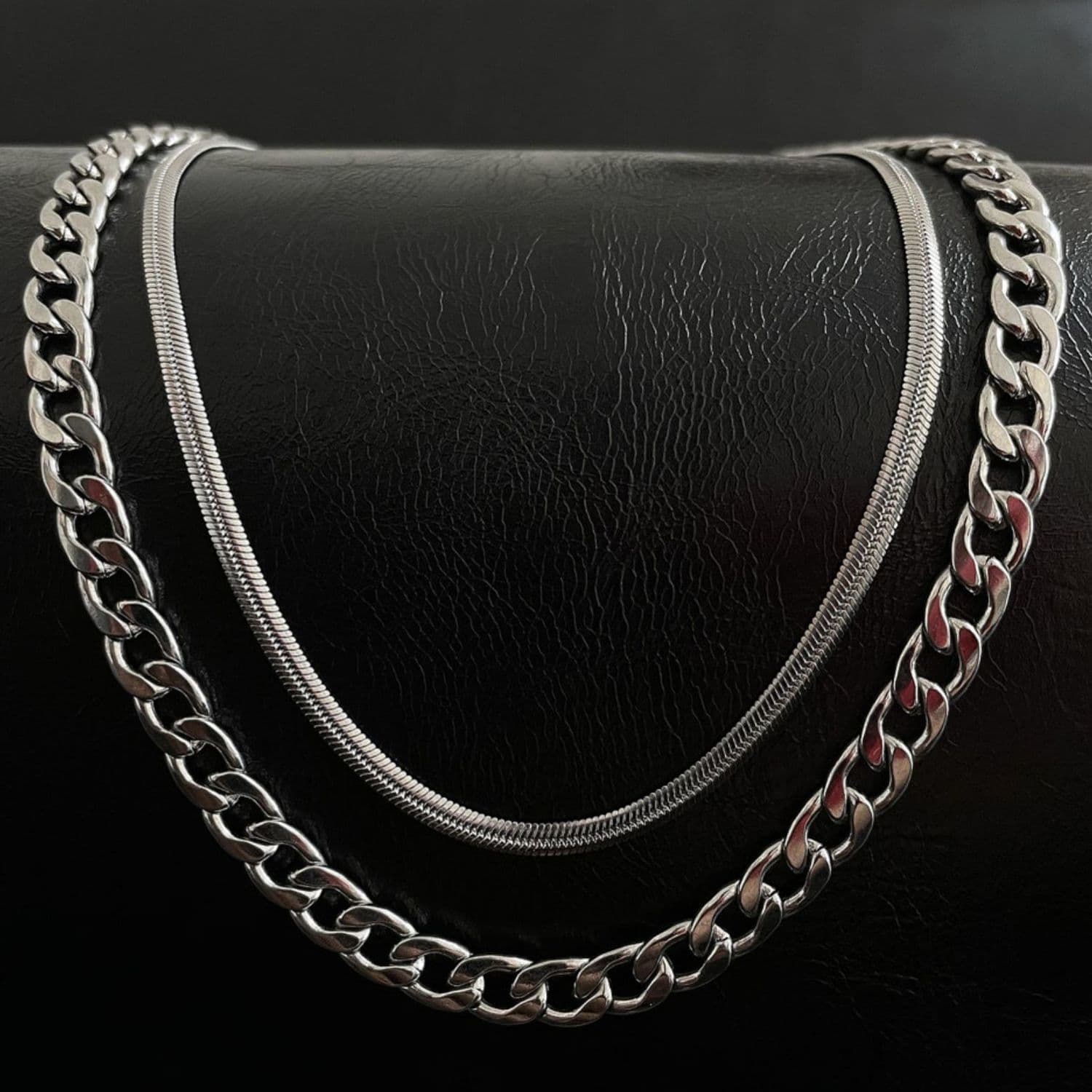 ネックレスチェーン 二連重ねチタンネックレス