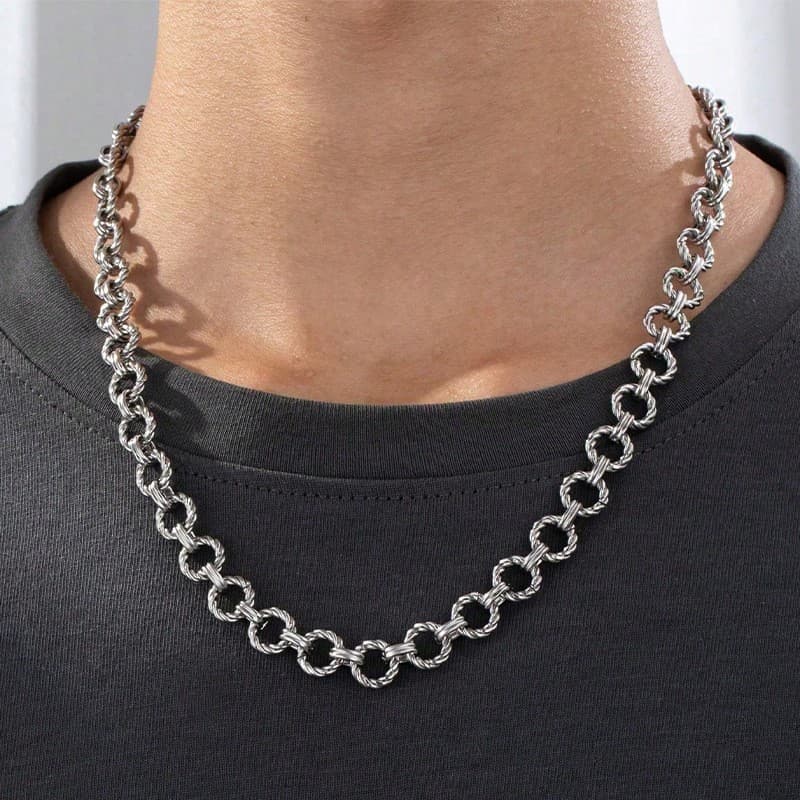 ネックレスチェーン 縄模様輪環連鎖ネックレス