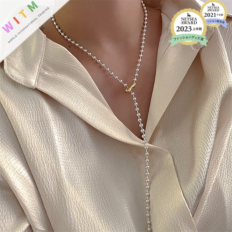 ネックレスチェーン 十四金コーティング ボールチェーン ネックレス 錆びにくい 高級感 女性用　ゴールド