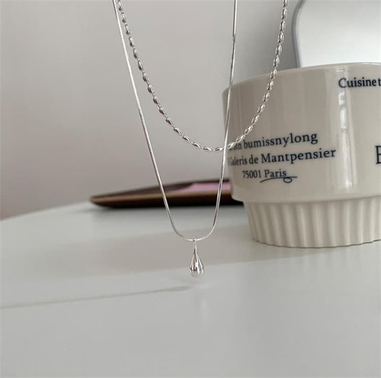 水滴ペンダント二重ネックレスチェーン