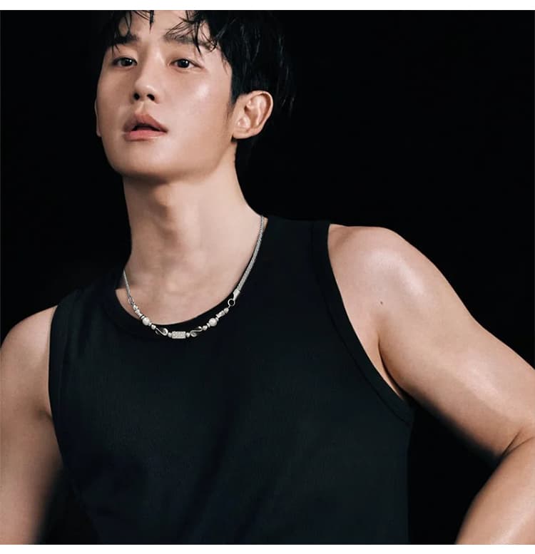 ネックレスチェーン 波紋ビーズ 純チタンネックレス