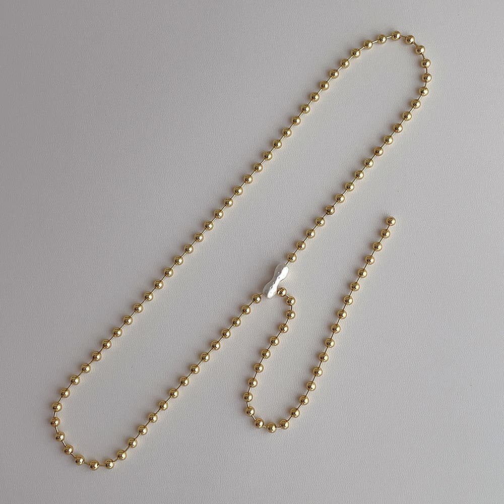 ネックレスチェーン 十四金コーティング ボールチェーン ネックレス 錆びにくい 高級感 女性用　ゴールド