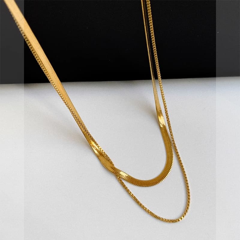 ネックレスチェーン 二連スネークフラットチェーン