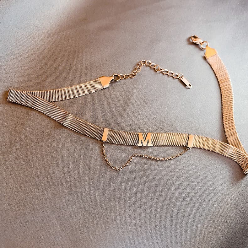 ネックレスチェーン 二重奏メッシュチタンチョーカー