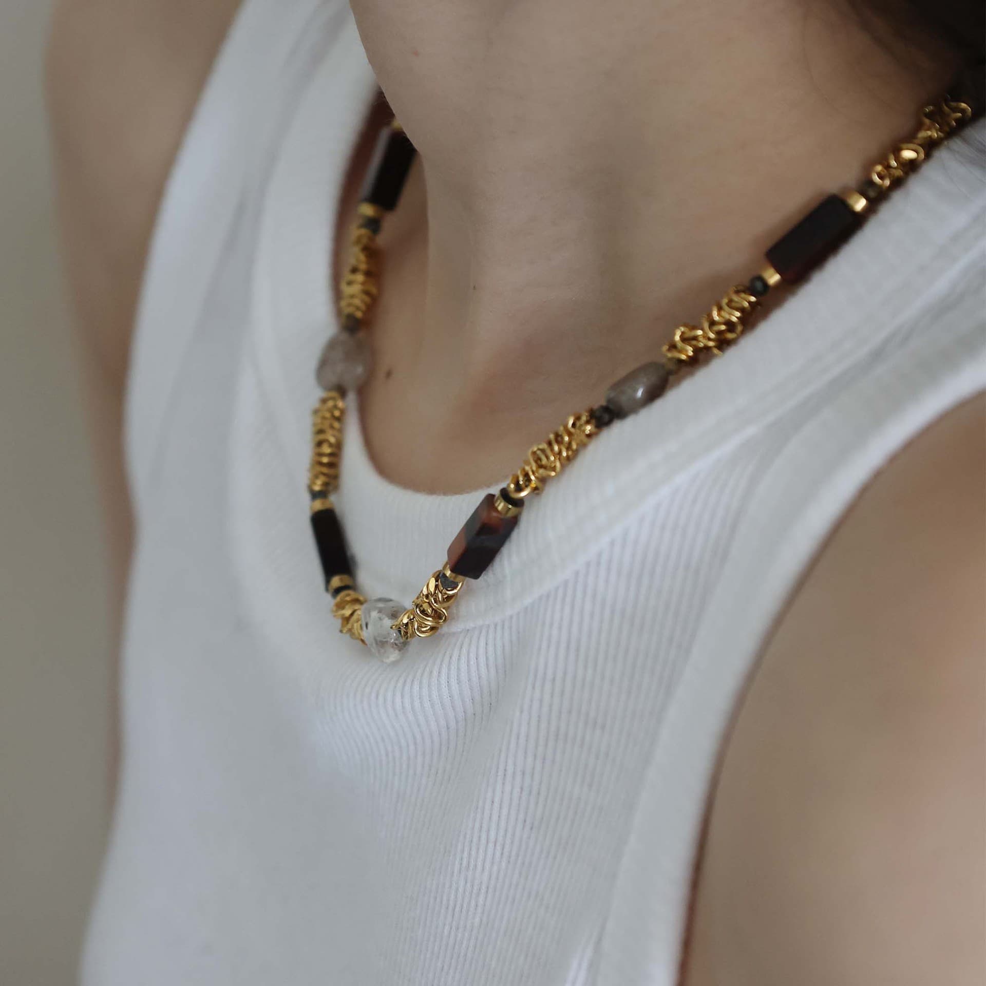 ネックレスチェーン 天然石の輝き 螺旋編みチェーン