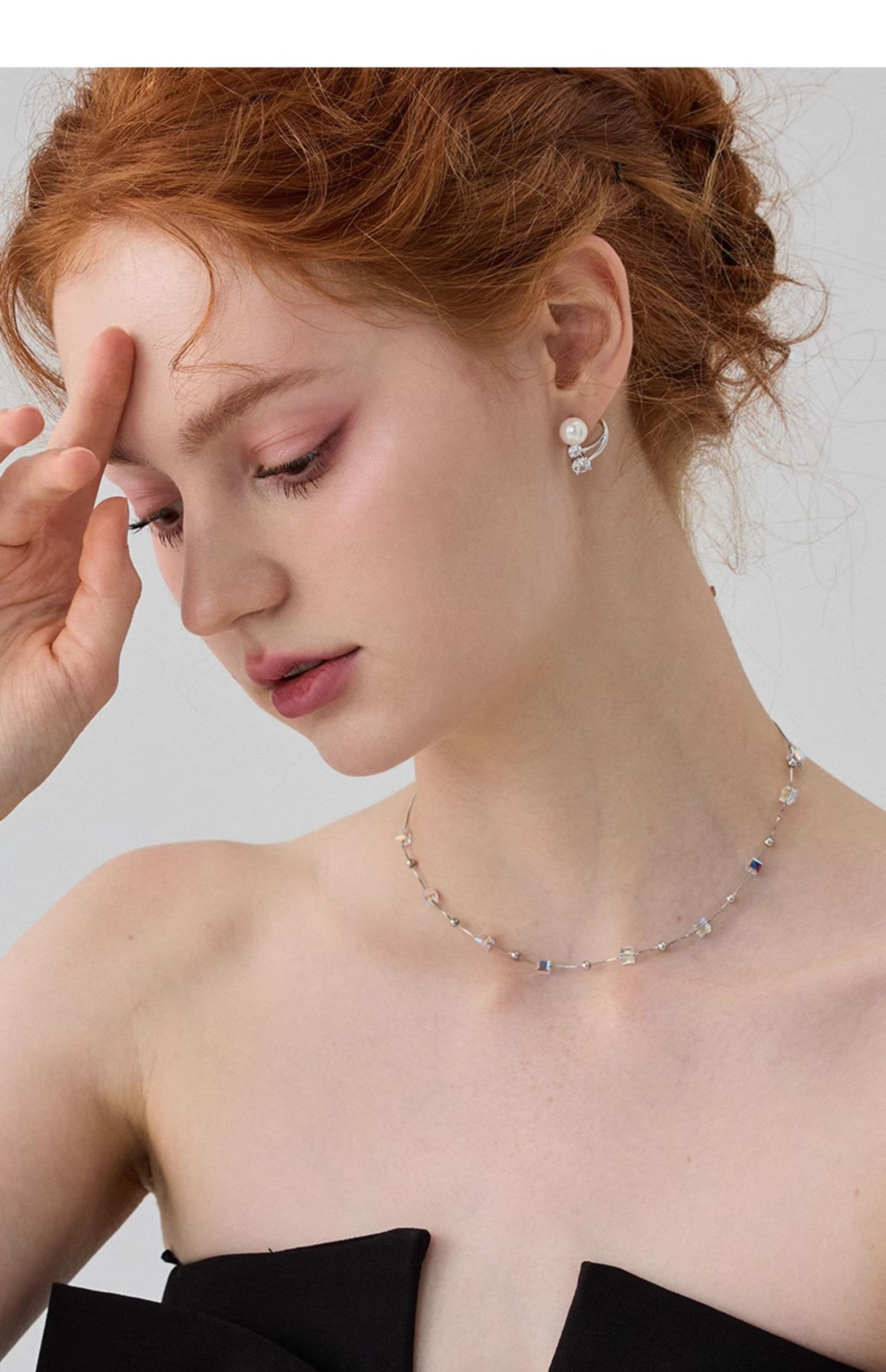 ネックレスチェーン キラキラ宝石立方体のチェーン