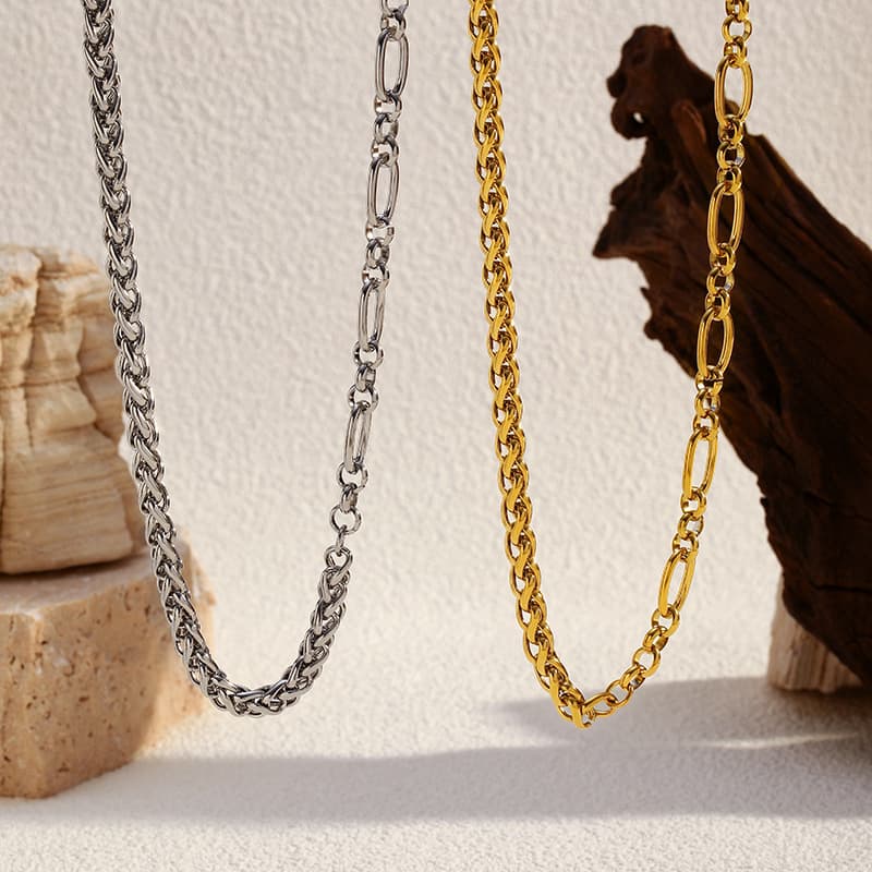 ネックレスチェーン 洗練された編み込みチェーン