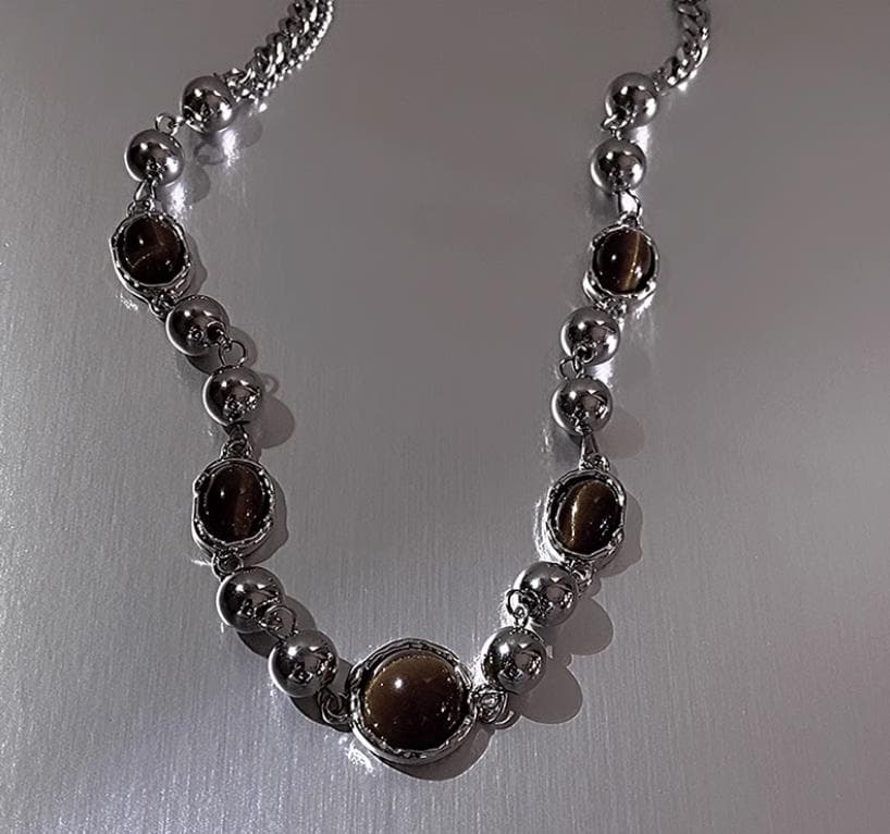 ネックレスチェーン 鎖骨丈 虎眼石シルバーチェーン