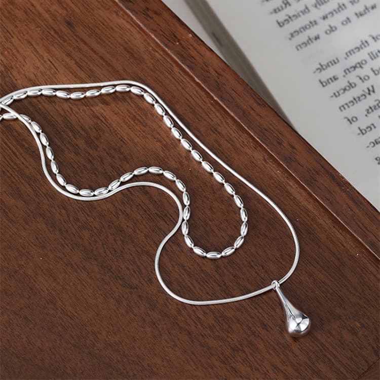 水滴ペンダント二重ネックレスチェーン