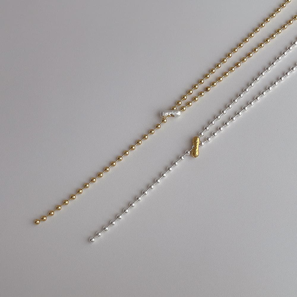 ネックレスチェーン 十四金コーティング ボールチェーン ネックレス 錆びにくい 高級感 女性用　ゴールド