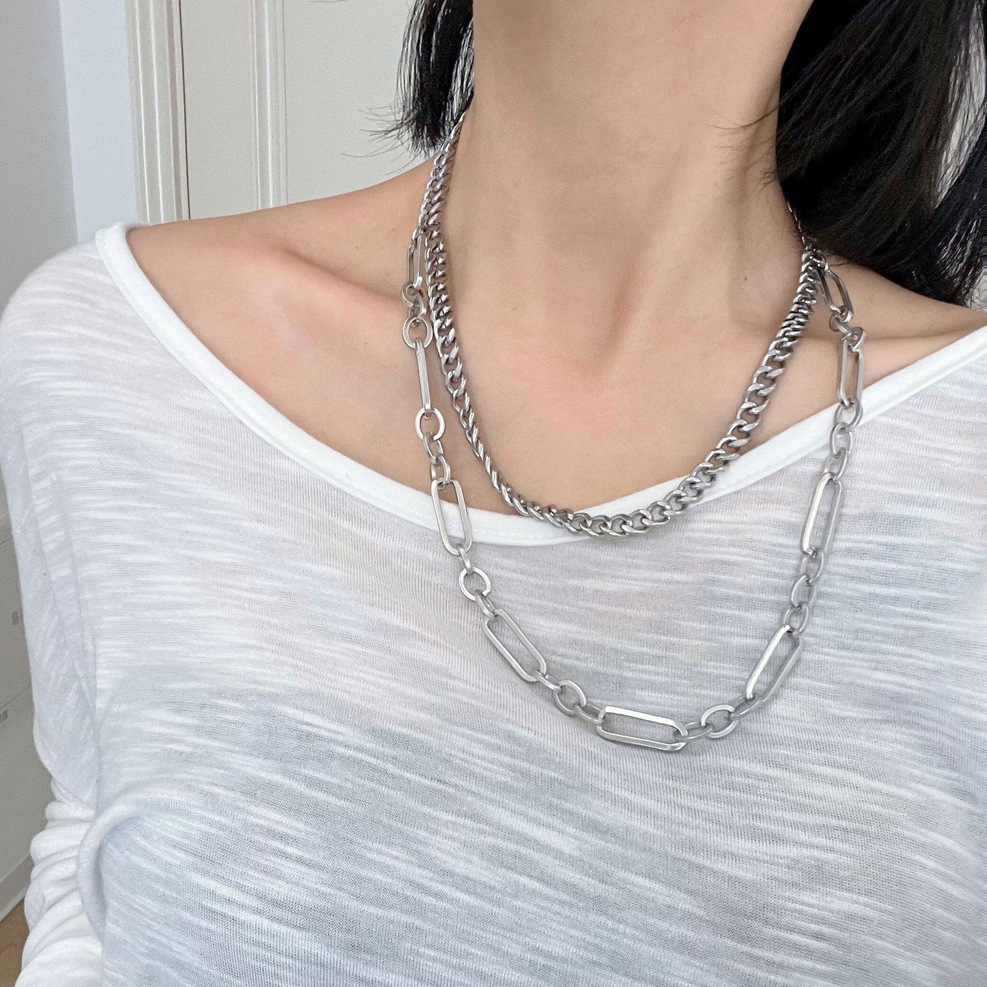 ネックレスチェーン 二連重ねステンレスチェーン