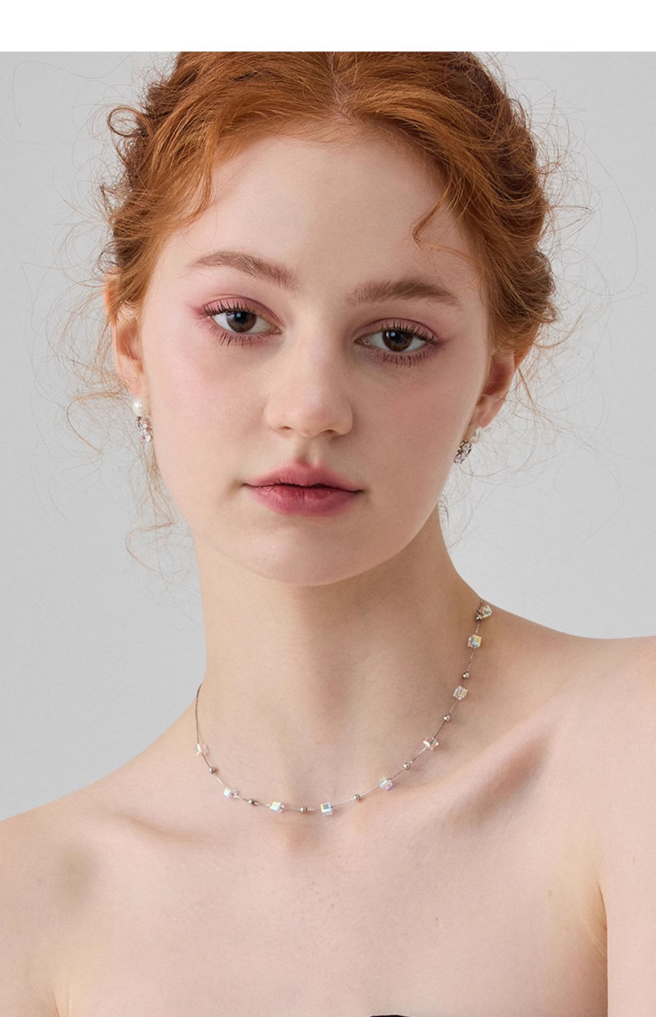 ネックレスチェーン キラキラ宝石立方体のチェーン