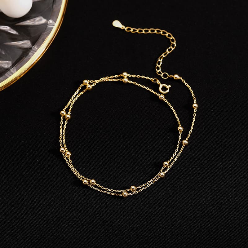 ネックレスチェーン 繊細な粒飾りスリムチェーン