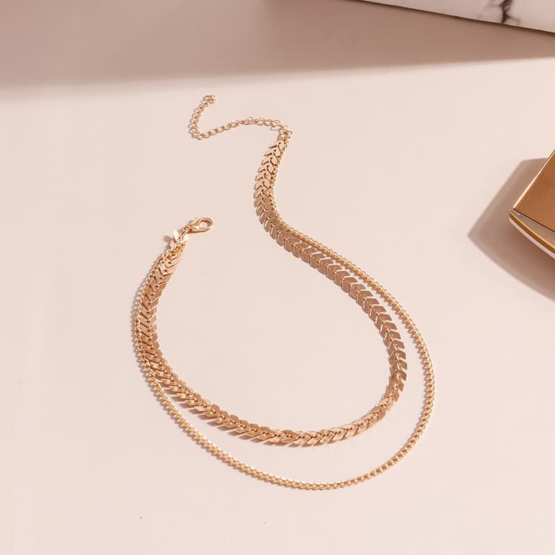 ネックレスチェーン 麦の穂二連レイヤードチョーカー